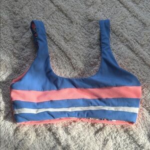 Maaji Blue/Pink Floral/Striped Bikini Top